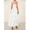 imagePRETTYGARDEN Maxi Dresses for Women 2025 Summer Off Shoulder Smocked Tiered Ruffle Long Flowy Wedding Guest DressWhite