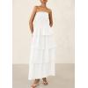 imagePRETTYGARDEN Maxi Dresses for Women 2025 Summer Off Shoulder Smocked Tiered Ruffle Long Flowy Wedding Guest DressWhite