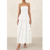 imagePRETTYGARDEN Maxi Dresses for Women 2025 Summer Off Shoulder Smocked Tiered Ruffle Long Flowy Wedding Guest DressWhite