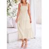 imagePRETTYGARDEN Midi Dress for Women 2025 Summer Smocked Ruffle A Line Long Flowy Dresses Cute Sleeveless Beach SundressApricot