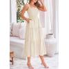 imagePRETTYGARDEN Midi Dress for Women 2025 Summer Smocked Ruffle A Line Long Flowy Dresses Cute Sleeveless Beach SundressApricot