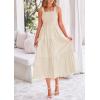 imagePRETTYGARDEN Midi Dress for Women 2025 Summer Smocked Ruffle A Line Long Flowy Dresses Cute Sleeveless Beach SundressApricot