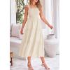 imagePRETTYGARDEN Midi Dress for Women 2025 Summer Smocked Ruffle A Line Long Flowy Dresses Cute Sleeveless Beach SundressApricot