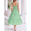 imagePRETTYGARDEN Midi Dress for Women 2025 Summer Smocked Ruffle A Line Long Flowy Dresses Cute Sleeveless Beach SundressBean Green