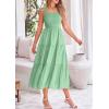 imagePRETTYGARDEN Midi Dress for Women 2025 Summer Smocked Ruffle A Line Long Flowy Dresses Cute Sleeveless Beach SundressBean Green