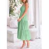 imagePRETTYGARDEN Midi Dress for Women 2025 Summer Smocked Ruffle A Line Long Flowy Dresses Cute Sleeveless Beach SundressBean Green