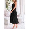 imagePRETTYGARDEN Midi Dress for Women 2025 Summer Smocked Ruffle A Line Long Flowy Dresses Cute Sleeveless Beach SundressBlack