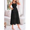 imagePRETTYGARDEN Midi Dress for Women 2025 Summer Smocked Ruffle A Line Long Flowy Dresses Cute Sleeveless Beach SundressBlack