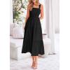 imagePRETTYGARDEN Midi Dress for Women 2025 Summer Smocked Ruffle A Line Long Flowy Dresses Cute Sleeveless Beach SundressBlack