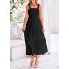 imagePRETTYGARDEN Midi Dress for Women 2025 Summer Smocked Ruffle A Line Long Flowy Dresses Cute Sleeveless Beach SundressBlack