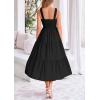 imagePRETTYGARDEN Midi Dress for Women 2025 Summer Smocked Ruffle A Line Long Flowy Dresses Cute Sleeveless Beach SundressBlack