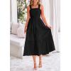 imagePRETTYGARDEN Midi Dress for Women 2025 Summer Smocked Ruffle A Line Long Flowy Dresses Cute Sleeveless Beach SundressBlack