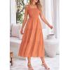 imagePRETTYGARDEN Midi Dress for Women 2025 Summer Smocked Ruffle A Line Long Flowy Dresses Cute Sleeveless Beach SundressBrown Orange