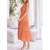 imagePRETTYGARDEN Midi Dress for Women 2025 Summer Smocked Ruffle A Line Long Flowy Dresses Cute Sleeveless Beach SundressBrown Orange