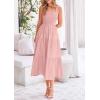 imagePRETTYGARDEN Midi Dress for Women 2025 Summer Smocked Ruffle A Line Long Flowy Dresses Cute Sleeveless Beach SundressPink