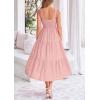 imagePRETTYGARDEN Midi Dress for Women 2025 Summer Smocked Ruffle A Line Long Flowy Dresses Cute Sleeveless Beach SundressPink