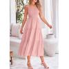 imagePRETTYGARDEN Midi Dress for Women 2025 Summer Smocked Ruffle A Line Long Flowy Dresses Cute Sleeveless Beach SundressPink