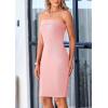 imagePRETTYGARDEN Summer Dresses for Women 2025 Strapless Off Shoulder Ribbed Knit Bodycon Elegant Classy Trendy Mini Beach DressPink