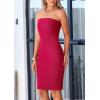 imagePRETTYGARDEN Summer Dresses for Women 2025 Strapless Off Shoulder Ribbed Knit Bodycon Elegant Classy Trendy Mini Beach DressRose Red