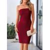 imagePRETTYGARDEN Summer Dresses for Women 2025 Strapless Off Shoulder Ribbed Knit Bodycon Elegant Classy Trendy Mini Beach DressWine Red