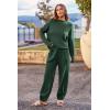 imagePRETTYGARDEN Two Piece Sets for Women 2025 Pullover Sweater High Waisted Sweatpants Tracksuit Lounge Set Fall Winter OutfitsDark Green