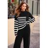 imagePRETTYGARDEN Two Piece Sets for Women 2025 Pullover Sweater High Waisted Sweatpants Tracksuit Lounge Set Fall Winter OutfitsStriped Black