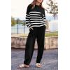 imagePRETTYGARDEN Two Piece Sets for Women 2025 Pullover Sweater High Waisted Sweatpants Tracksuit Lounge Set Fall Winter OutfitsStriped Black