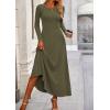 imagePRETTYGARDEN Women Fall Spring 2 Piece Outfits Dressy Casual Ribbed Knit Long Sleeve Crop Top Maxi Flowy Skirts Matching SetsArmy Green