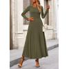 imagePRETTYGARDEN Women Fall Spring 2 Piece Outfits Dressy Casual Ribbed Knit Long Sleeve Crop Top Maxi Flowy Skirts Matching SetsArmy Green