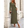 imagePRETTYGARDEN Women Fall Spring 2 Piece Outfits Dressy Casual Ribbed Knit Long Sleeve Crop Top Maxi Flowy Skirts Matching SetsArmy Green