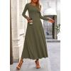 imagePRETTYGARDEN Women Fall Spring 2 Piece Outfits Dressy Casual Ribbed Knit Long Sleeve Crop Top Maxi Flowy Skirts Matching SetsArmy Green