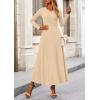 imagePRETTYGARDEN Women Fall Spring 2 Piece Outfits Dressy Casual Ribbed Knit Long Sleeve Crop Top Maxi Flowy Skirts Matching SetsBeige