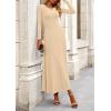 imagePRETTYGARDEN Women Fall Spring 2 Piece Outfits Dressy Casual Ribbed Knit Long Sleeve Crop Top Maxi Flowy Skirts Matching SetsBeige