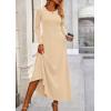 imagePRETTYGARDEN Women Fall Spring 2 Piece Outfits Dressy Casual Ribbed Knit Long Sleeve Crop Top Maxi Flowy Skirts Matching SetsBeige