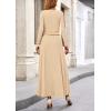 imagePRETTYGARDEN Women Fall Spring 2 Piece Outfits Dressy Casual Ribbed Knit Long Sleeve Crop Top Maxi Flowy Skirts Matching SetsBeige