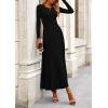 imagePRETTYGARDEN Women Fall Spring 2 Piece Outfits Dressy Casual Ribbed Knit Long Sleeve Crop Top Maxi Flowy Skirts Matching SetsBlack