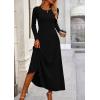 imagePRETTYGARDEN Women Fall Spring 2 Piece Outfits Dressy Casual Ribbed Knit Long Sleeve Crop Top Maxi Flowy Skirts Matching SetsBlack