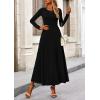 imagePRETTYGARDEN Women Fall Spring 2 Piece Outfits Dressy Casual Ribbed Knit Long Sleeve Crop Top Maxi Flowy Skirts Matching SetsBlack