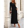 imagePRETTYGARDEN Women Fall Spring 2 Piece Outfits Dressy Casual Ribbed Knit Long Sleeve Crop Top Maxi Flowy Skirts Matching SetsBlack