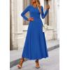 imagePRETTYGARDEN Women Fall Spring 2 Piece Outfits Dressy Casual Ribbed Knit Long Sleeve Crop Top Maxi Flowy Skirts Matching SetsBlue
