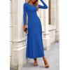 imagePRETTYGARDEN Women Fall Spring 2 Piece Outfits Dressy Casual Ribbed Knit Long Sleeve Crop Top Maxi Flowy Skirts Matching SetsBlue