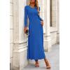 imagePRETTYGARDEN Women Fall Spring 2 Piece Outfits Dressy Casual Ribbed Knit Long Sleeve Crop Top Maxi Flowy Skirts Matching SetsBlue