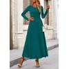 imagePRETTYGARDEN Women Fall Spring 2 Piece Outfits Dressy Casual Ribbed Knit Long Sleeve Crop Top Maxi Flowy Skirts Matching SetsBlue Green