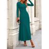 imagePRETTYGARDEN Women Fall Spring 2 Piece Outfits Dressy Casual Ribbed Knit Long Sleeve Crop Top Maxi Flowy Skirts Matching SetsBlue Green