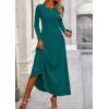 imagePRETTYGARDEN Women Fall Spring 2 Piece Outfits Dressy Casual Ribbed Knit Long Sleeve Crop Top Maxi Flowy Skirts Matching SetsBlue Green