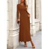 imagePRETTYGARDEN Women Fall Spring 2 Piece Outfits Dressy Casual Ribbed Knit Long Sleeve Crop Top Maxi Flowy Skirts Matching SetsBrown