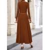 imagePRETTYGARDEN Women Fall Spring 2 Piece Outfits Dressy Casual Ribbed Knit Long Sleeve Crop Top Maxi Flowy Skirts Matching SetsBrown