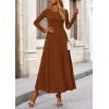 imagePRETTYGARDEN Women Fall Spring 2 Piece Outfits Dressy Casual Ribbed Knit Long Sleeve Crop Top Maxi Flowy Skirts Matching SetsBrown
