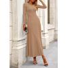 imagePRETTYGARDEN Women Fall Spring 2 Piece Outfits Dressy Casual Ribbed Knit Long Sleeve Crop Top Maxi Flowy Skirts Matching SetsCamel