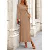imagePRETTYGARDEN Women Fall Spring 2 Piece Outfits Dressy Casual Ribbed Knit Long Sleeve Crop Top Maxi Flowy Skirts Matching SetsCamel